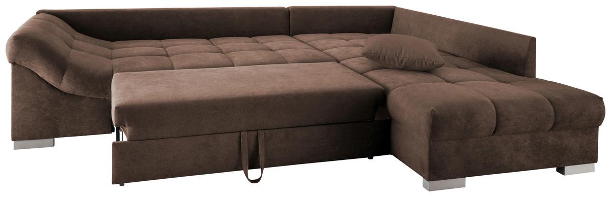 Eckschlafsofa Alvito Braun S: 298/202 cm - Silberfarben/Braun, Design, Textil (298/202cm) - MID.YOU