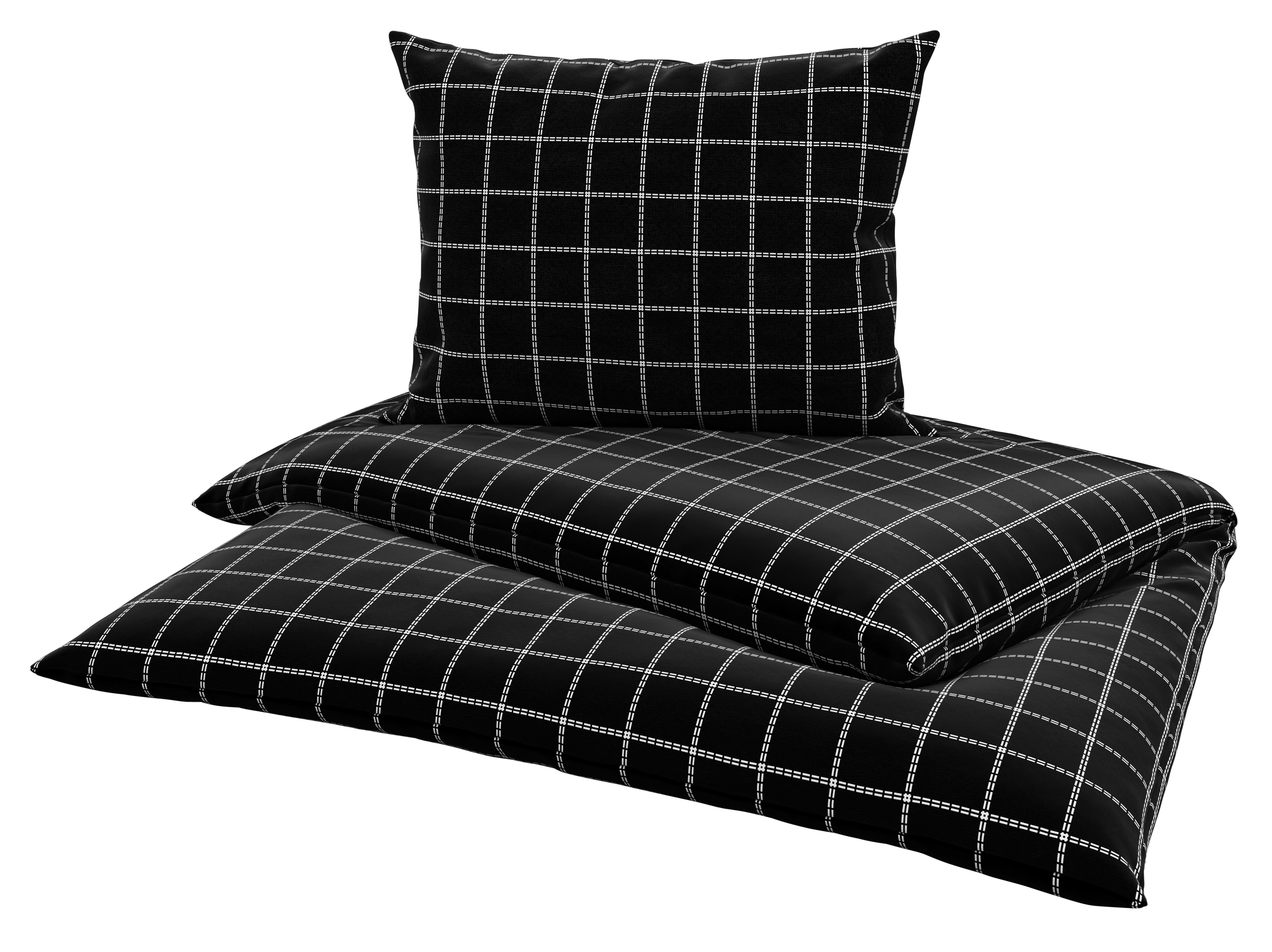 Renforce Bettwäsche 140x200 cm Valentina Baumwolle Schwarz - Schwarz, MODERN, Textil - Luca Bessoni