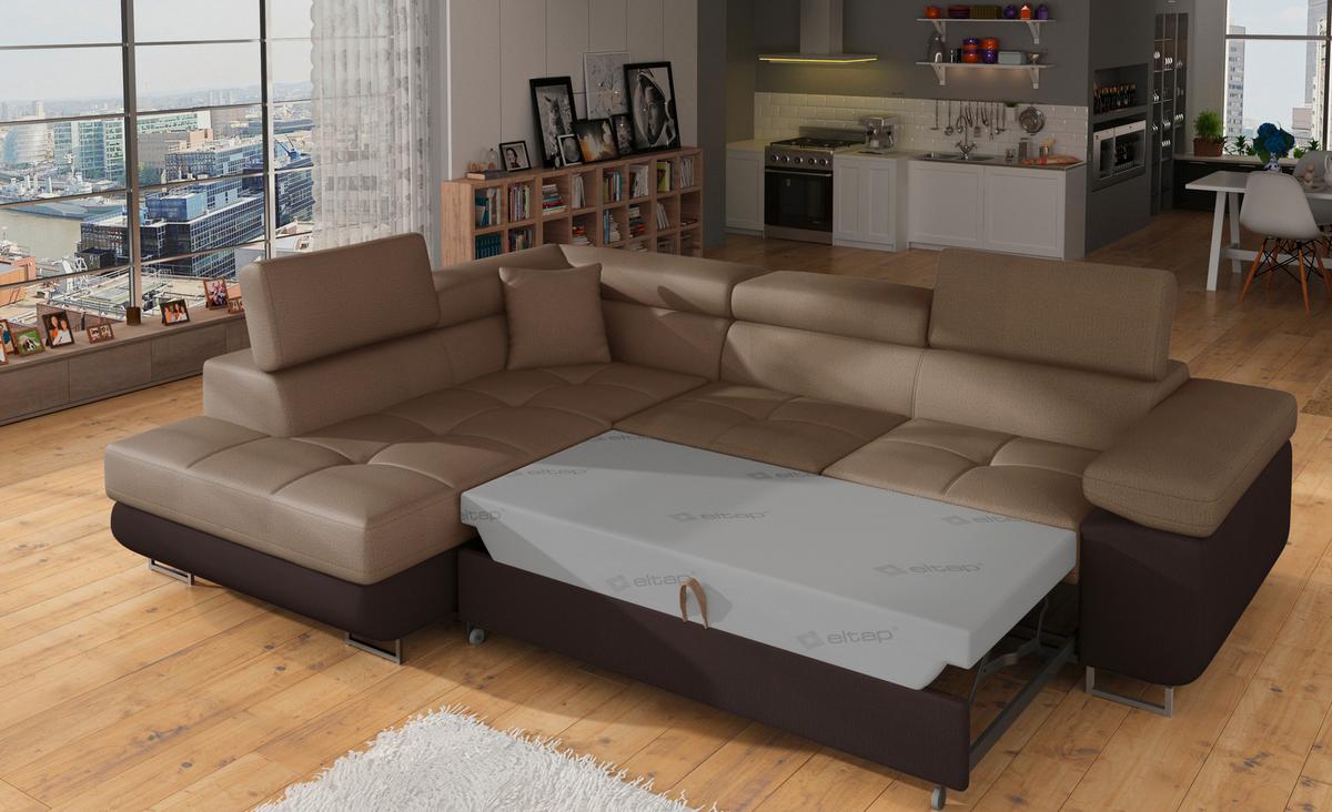 Ecksofa Anton Braun/dunkelbraun S:203x272cm - Chromfarben/Dunkelbraun, Design, Textil (203/272cm) - MID.YOU