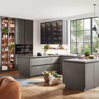 Einbauküche Riga Frei Planbar Modern, Grifflos - Eichefarben/Anthrazit, MODERN, Holzwerkstoff - Vertico