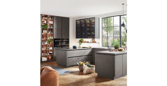 Einbauküche Riga Frei Planbar Modern, Grifflos - Eichefarben/Anthrazit, MODERN, Holzwerkstoff - Vertico