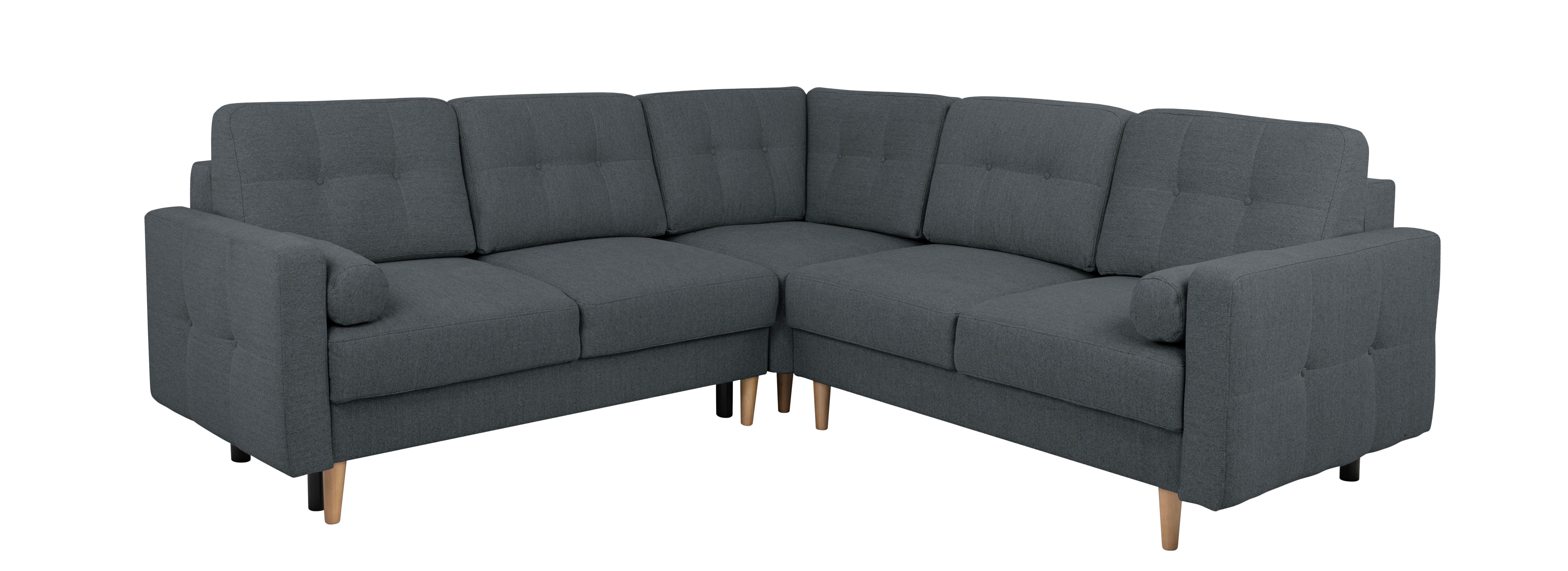 Ecksofa Noret Dunkelblau S: 242x242 cm - Beige/Buchefarben, Design, Textil (242/242cm) - MID.YOU