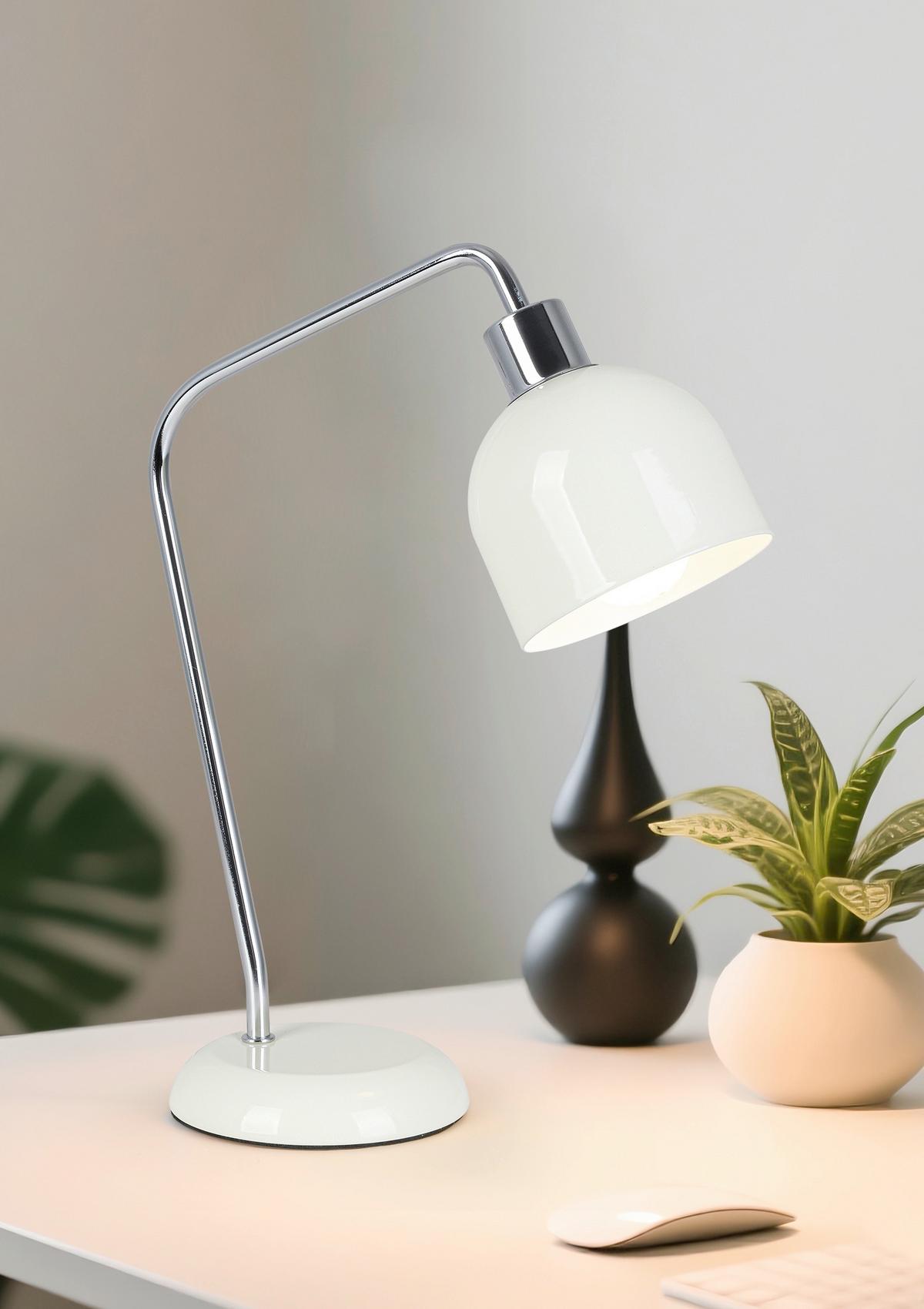 STOLNÁ LAMPA ILKA - biela/chrómová, Modern, kov/plast (27/12/35cm) - Mömax