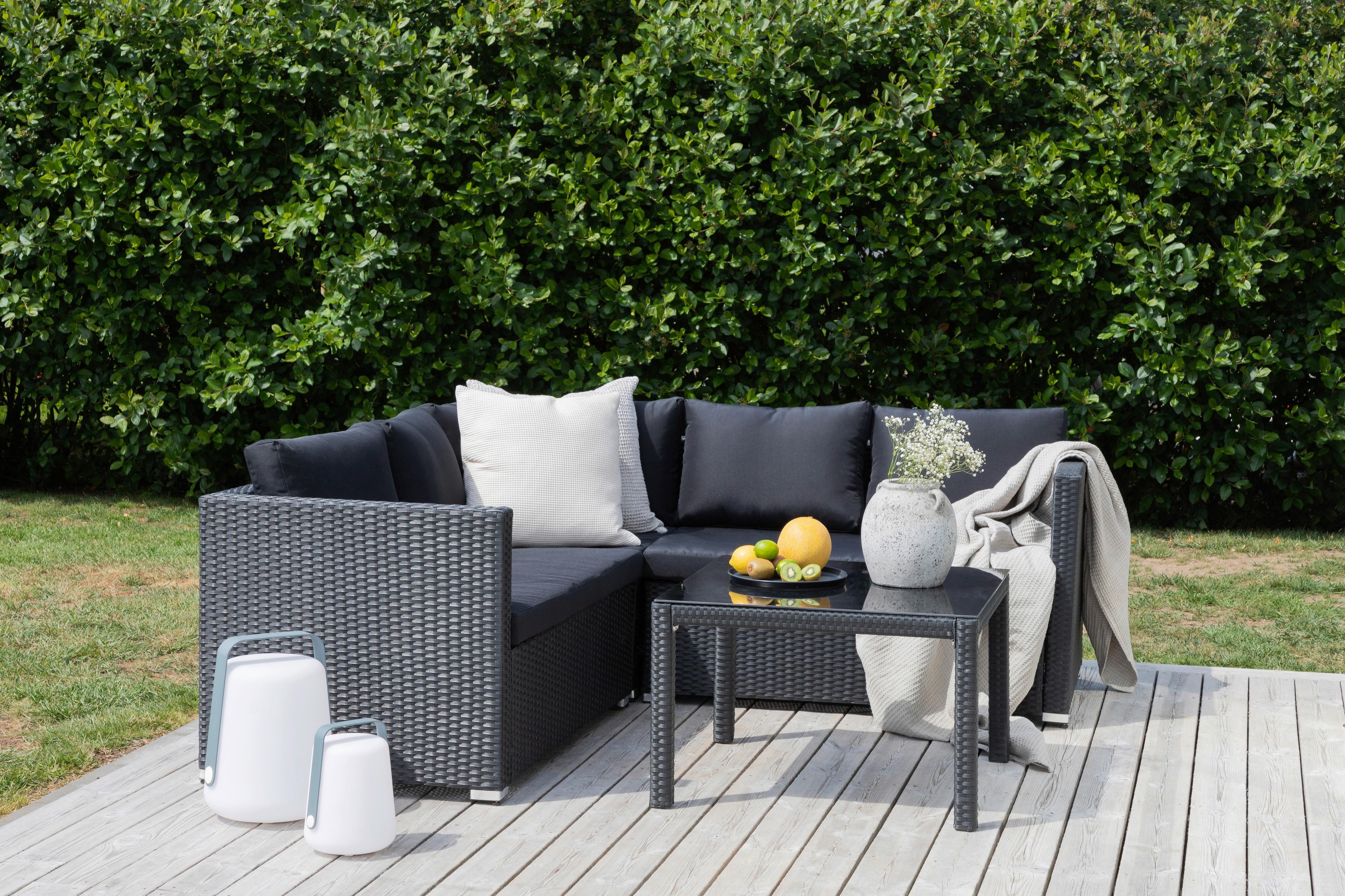 Loungegarnitur Kuba - Schwarz, KONVENTIONELL, Glas/Kunststoff - Gardenson