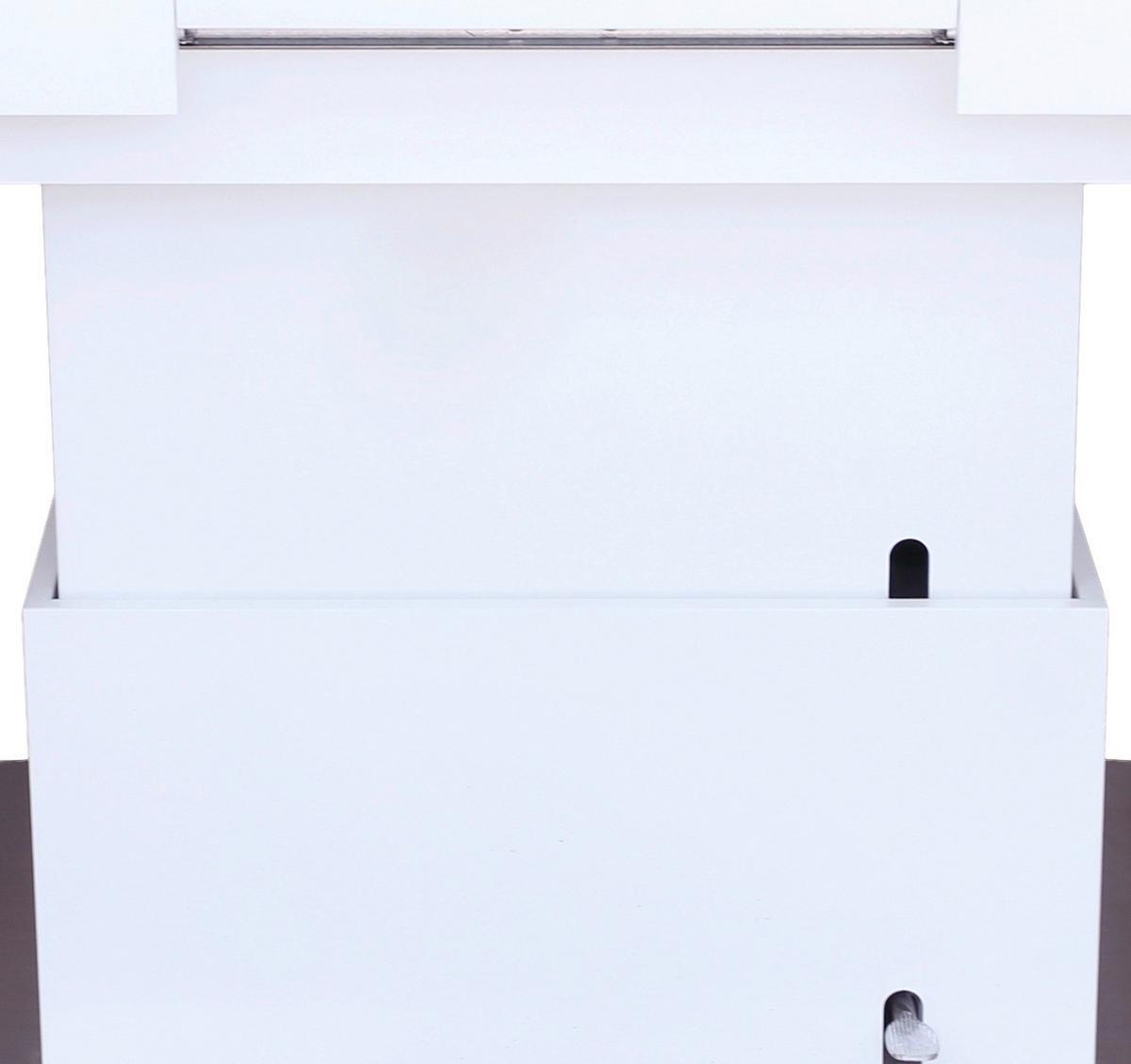 Couchtisch höhenverstellbar + ausziehbar Manchester, Weiß - Edelstahlfarben/Weiß, MODERN, Holzwerkstoff/Metall (120-160/50-78/80cm)