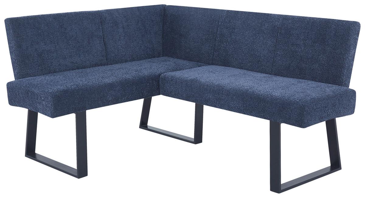 Eckbank Terri Dunkelblau, S: 130x160 cm - Schwarz/Dunkelblau, KONVENTIONELL, Textil/Metall (130/160cm) - MID.YOU