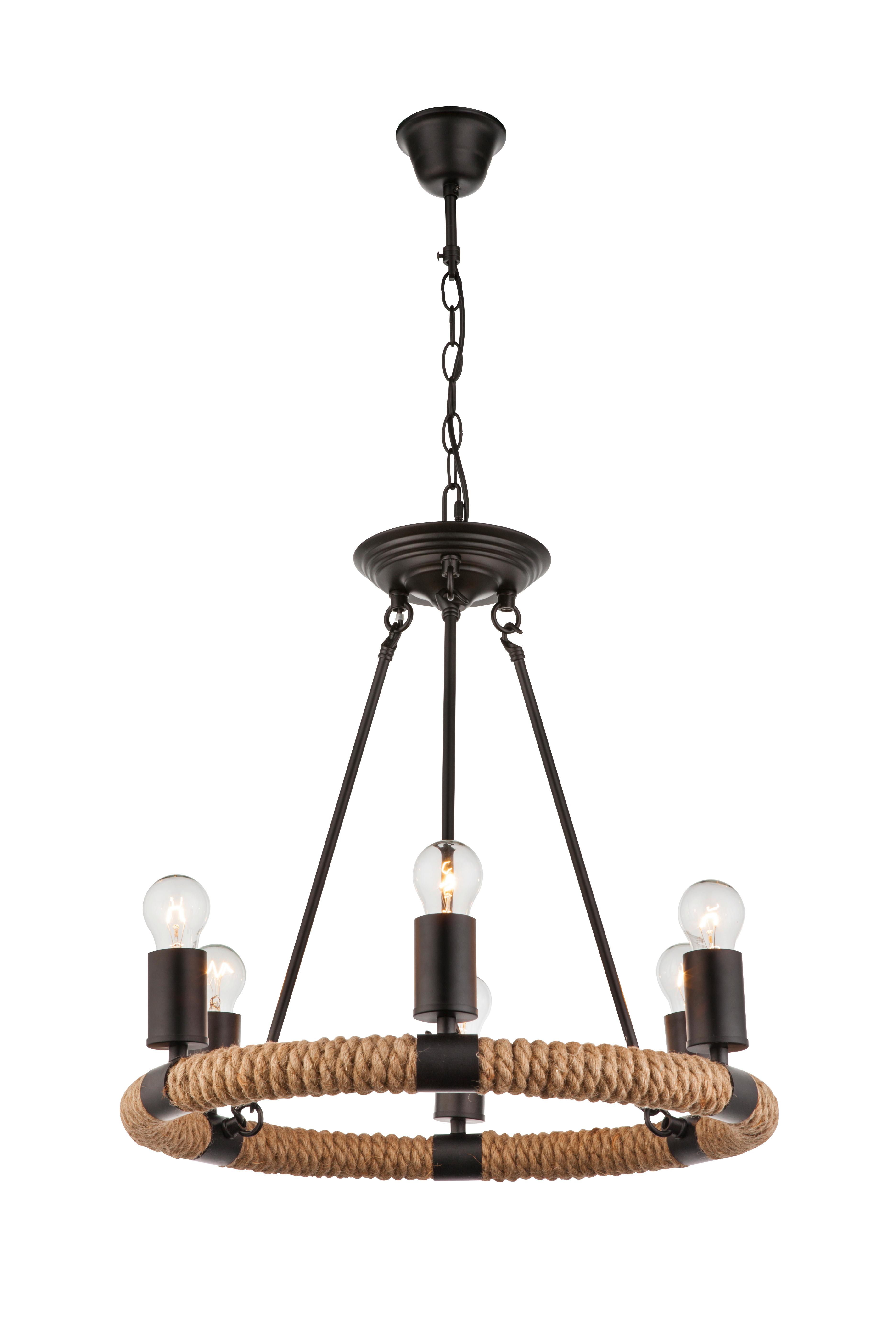 Hängeleuchte H: 126 cm 6-Flammig Kranzform