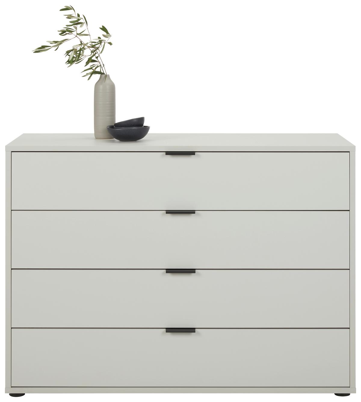 Komoda so 4 zásuvkami Bounty, sivá - sivá/antracitová, Modern (119/87/45cm) - Premium Living