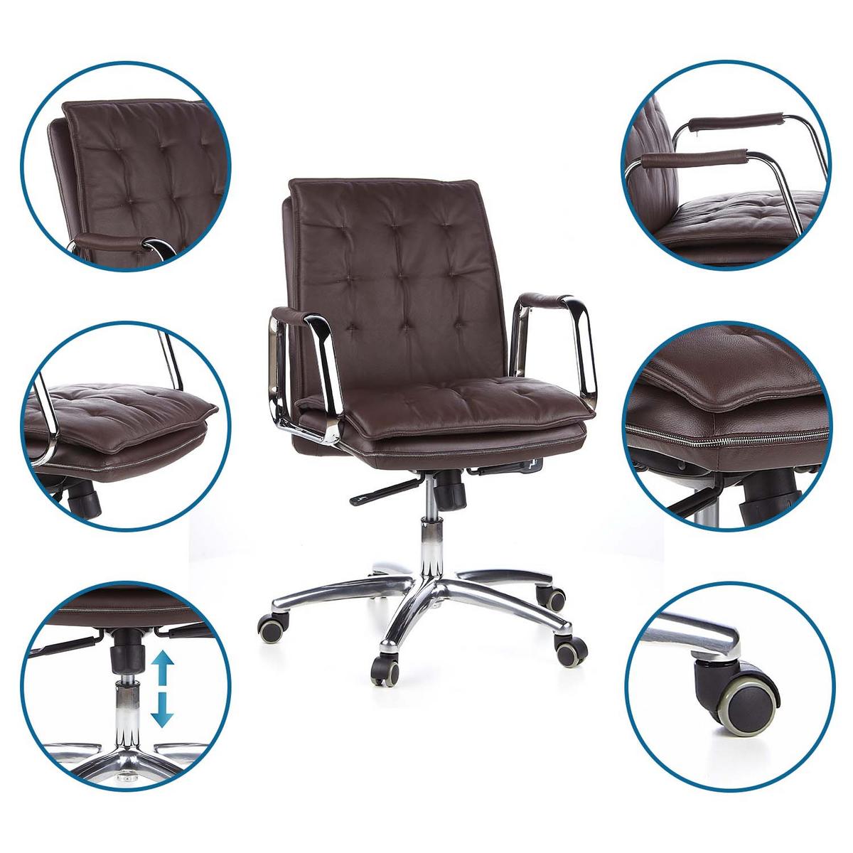 Chefsessel Villa Braun Bis 120 Kg - Silberfarben/Braun, Basics, Leder/Kunststoff (60/109/48cm) - MID.YOU