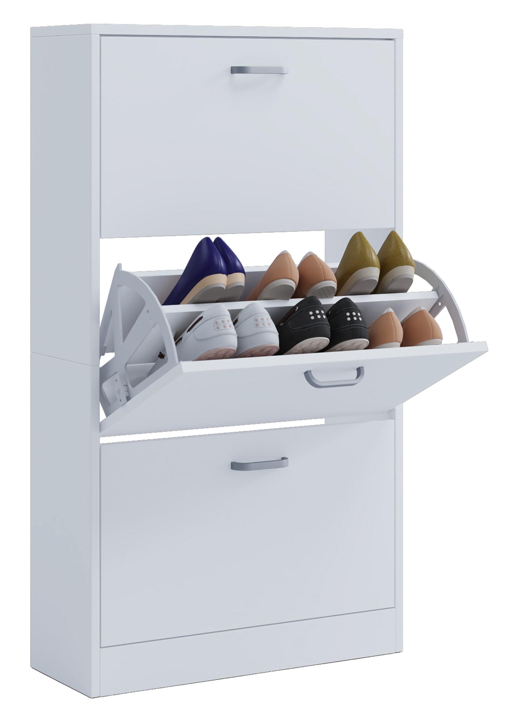 Skrinka na topánky Sipos L š: 59 cm dub sonoma - biela/farba ušľachtilej ocele, Konventionell, kompozitné drevo/plast (59/105/22cm) - MID.YOU