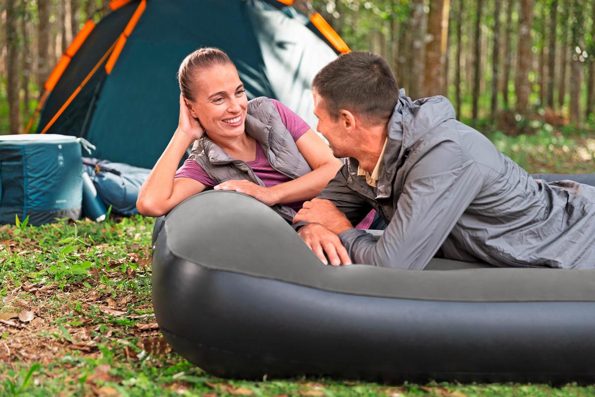 Luftbett Lisha 191x137x30 cm Bis 300kg, inkl. Pumpe - Dunkelgrau/Schwarz, KONVENTIONELL, Kunststoff/Metall (191/137/30cm) - Bestway