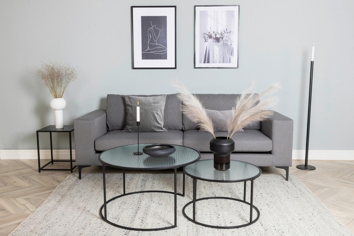 2-sitzer-sofa Bolero - Schwarz/Grau, Design, Kunststoff/Textil (215/84/88cm) - Livetastic