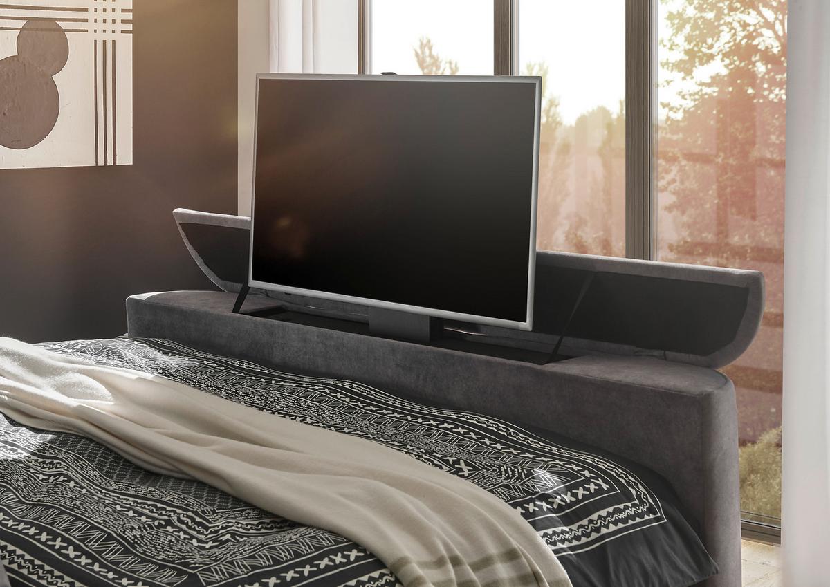 Boxspringbett Mit Topper 180x200 Cm Dallas - Grau, MODERN, Holzwerkstoff/Textil (180/200cm) - MID.YOU