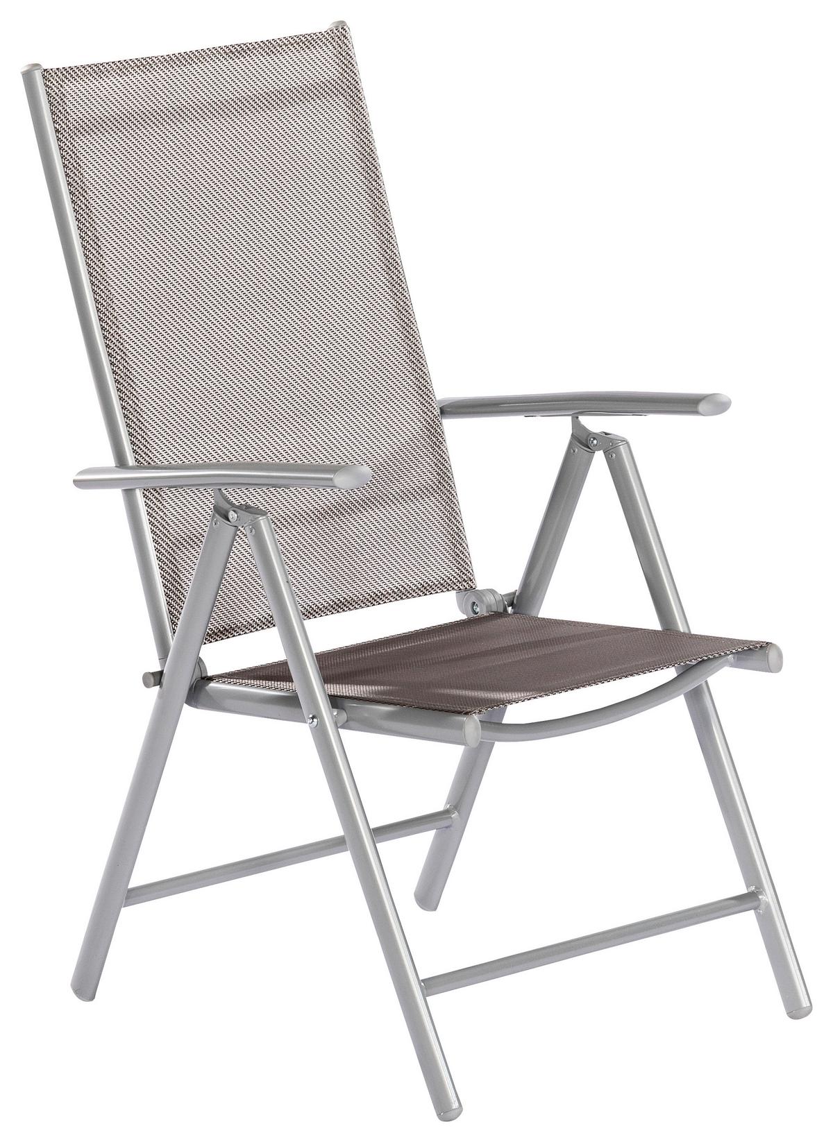 Gartenmöbel Set 5-Tlg. Amalfi aus Metall/Textil - Silberfarben/Braun, MODERN, Textil/Metall - Gardenson