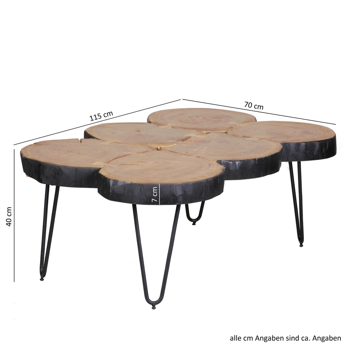 Couchtisch Wl1.510 - Schwarz/Akaziefarben, Design, Holz/Metall (115/70/40cm) - MID.YOU