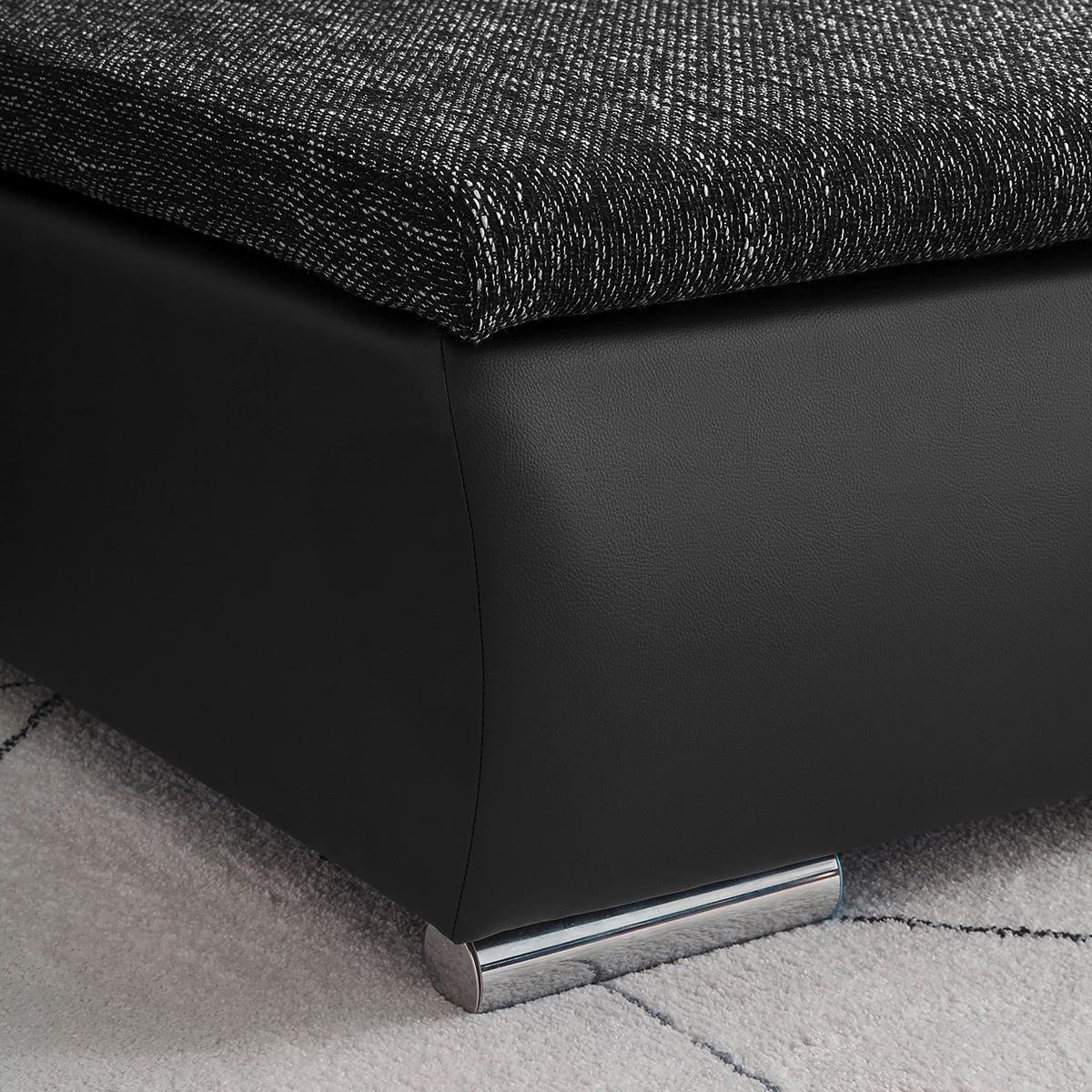 Ecksofa Acra Schwarz S: 266x175 Cm - Chromfarben/Schwarz, Design, Textil (266/175cm) - Livetastic