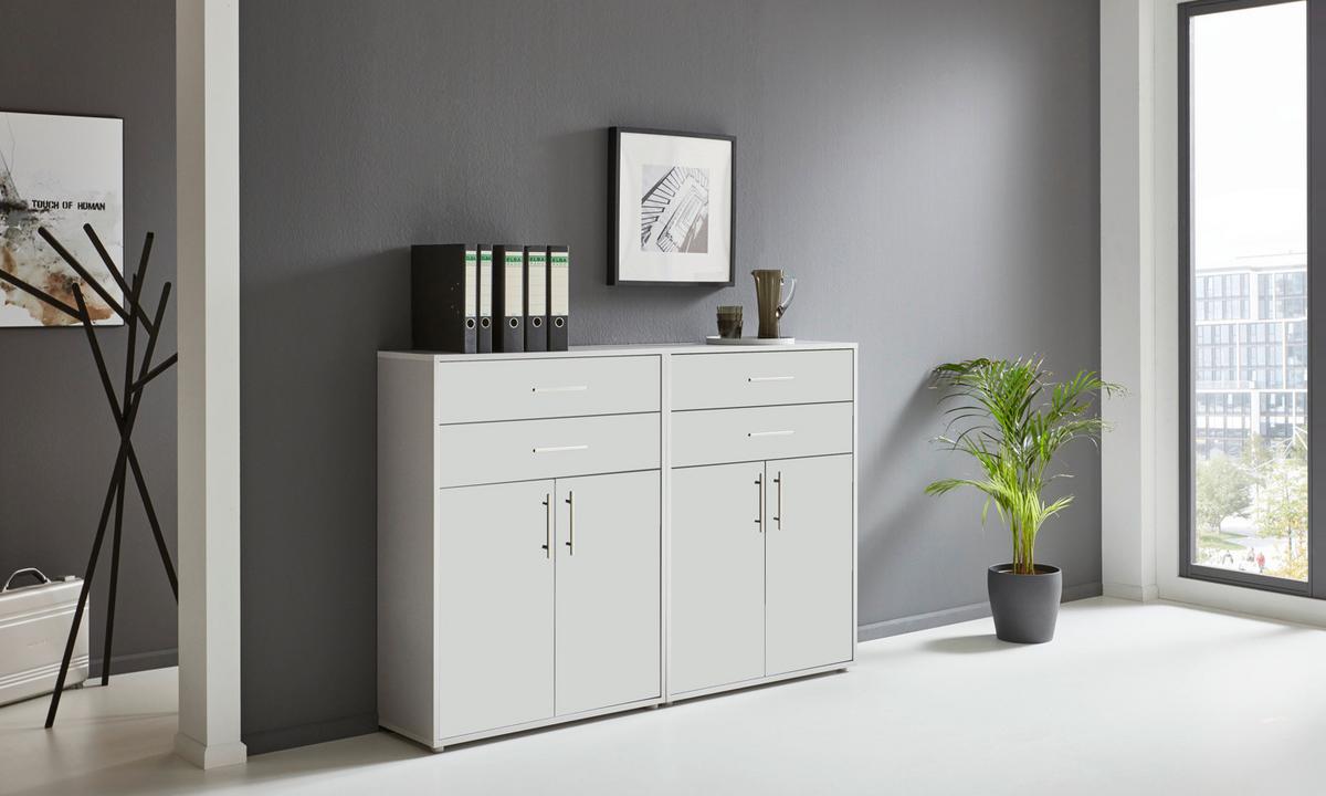 Aktenschrank Office Edition Grau/weiß, B: 168,8 Cm - Weiß/Grau, MODERN, Holzwerkstoff (168,8/113,6/33cm) - MID.YOU