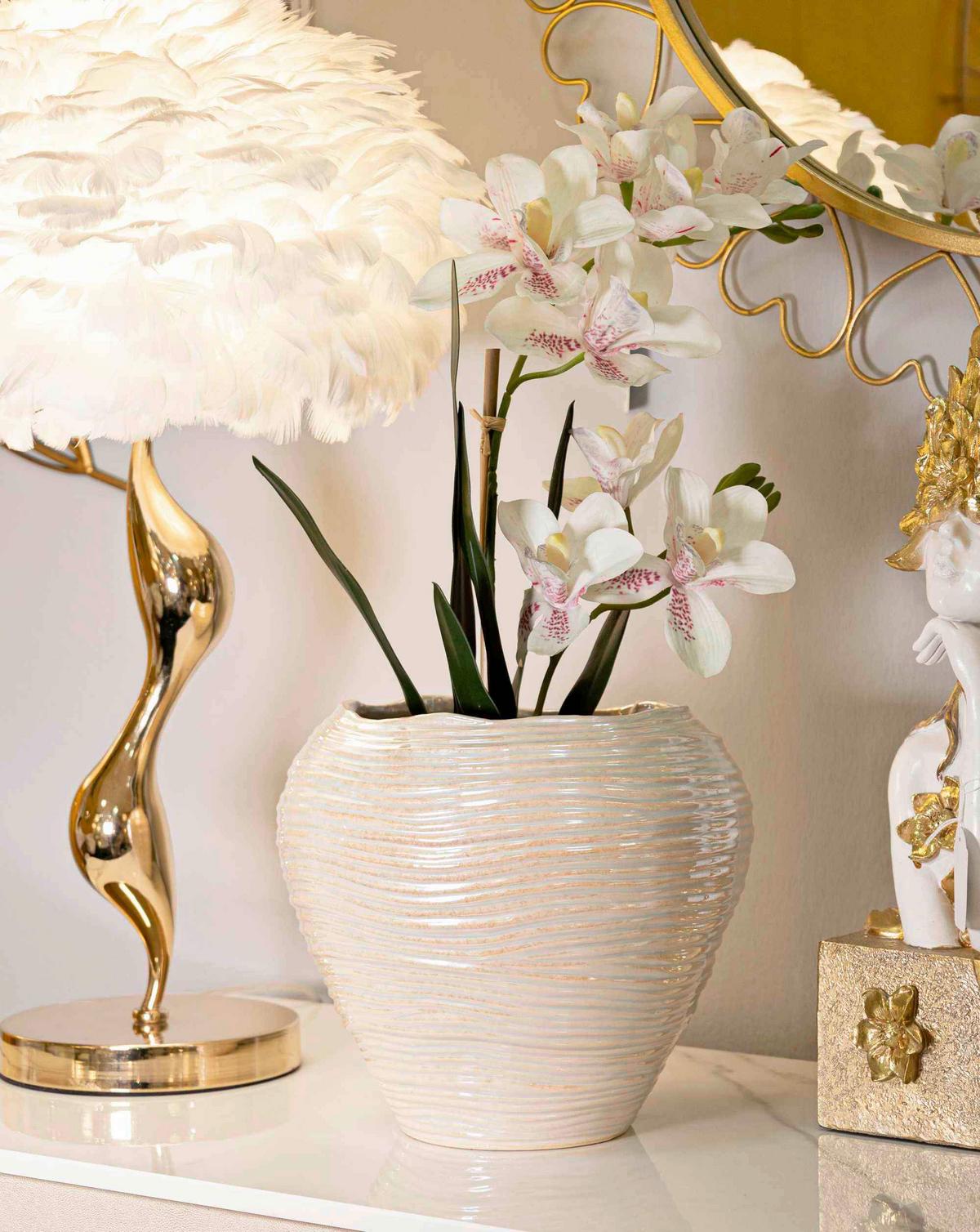 Vase Perly Round Perlmutt B: 27 Cm - Perlmutt, Basics, Keramik (27/24/27cm)