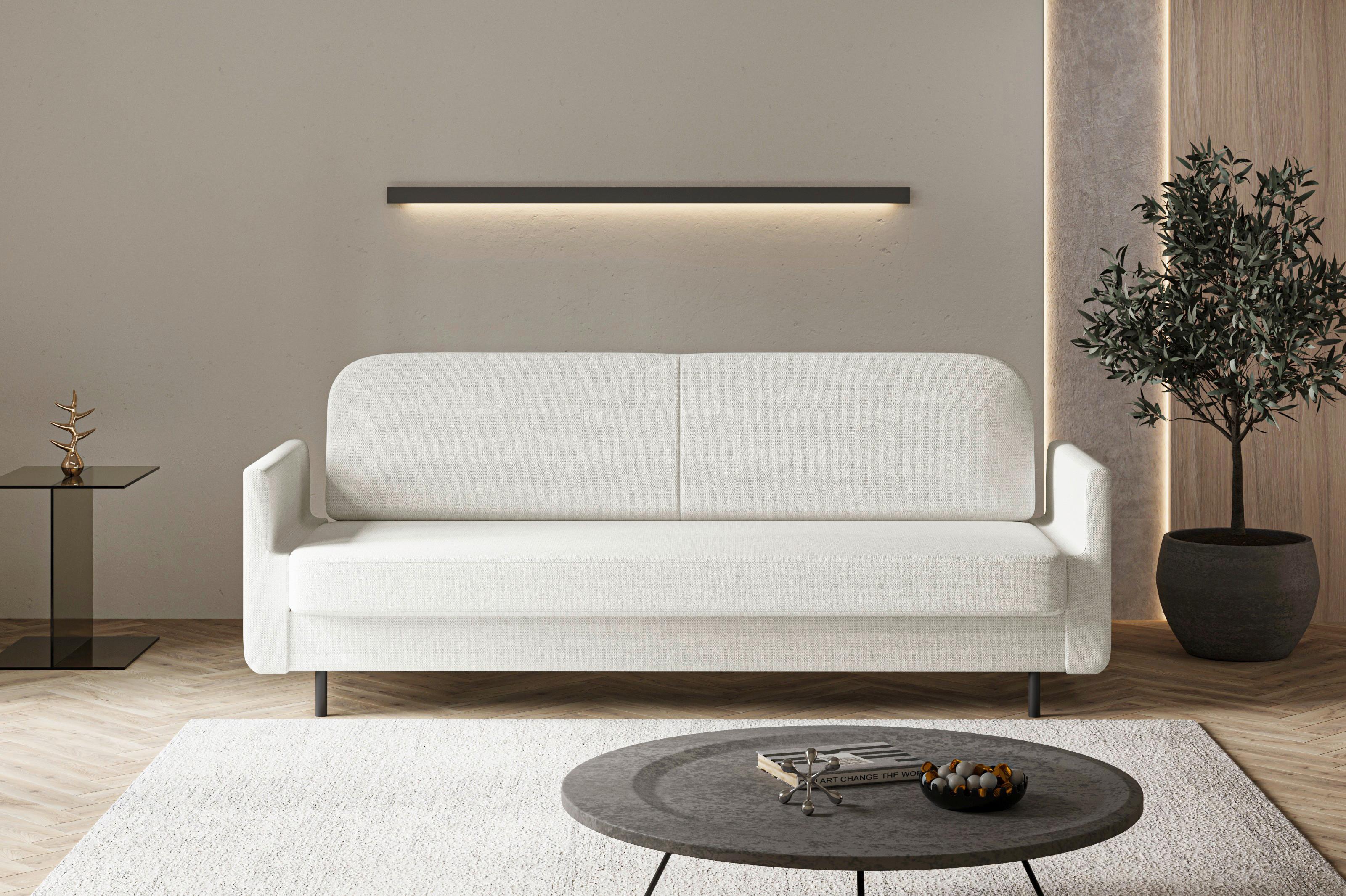 Schlafsofa Cloudy Creme B: 221 cm - Creme, Design, Textil (221/87/84cm) - MID.YOU