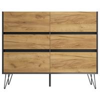 Sideboard Posseik Industrial Graphitfarben/Eichef. B:120 cm - Eichefarben/Schwarz, Design, Holzwerkstoff (120/93,6/42cm) - P & B