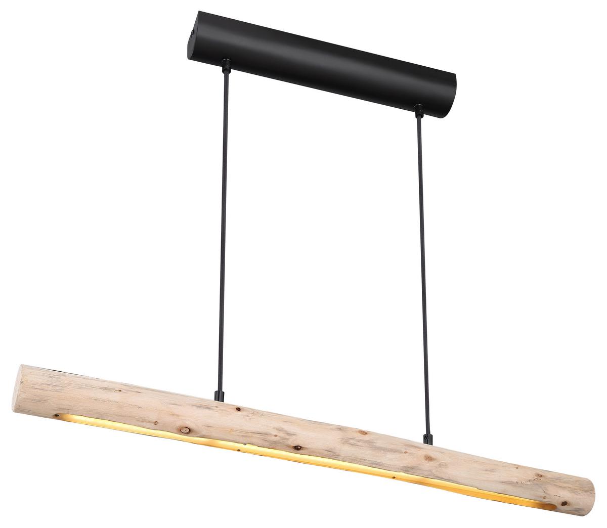 Hängeleuchte Mella H: 150 cm 1-Flammig - Schwarz/Naturfarben, Basics, Holz/Metall (80/7/150cm) - Globo