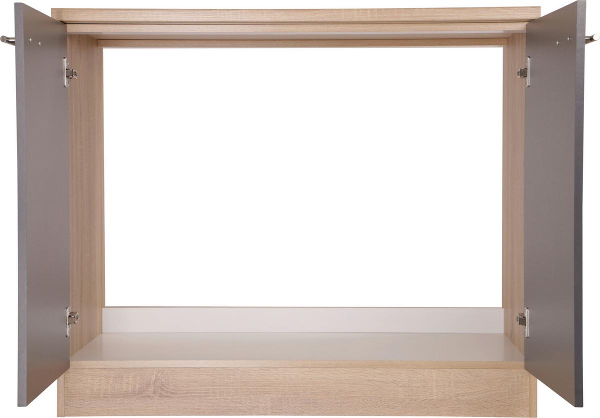 Spülenunterschrank Merle Grau/Eiche Dekor B:100cm - Eichefarben/Grau, Basics, Holzwerkstoff (100/84,8/60cm) - Respekta