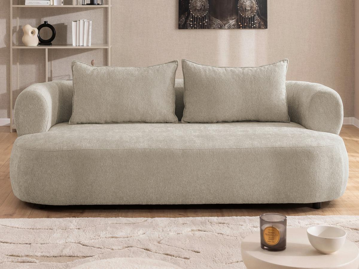 3-Sitzer-Sofa Ferro Beige B: 200 cm - Beige/Schwarz, Design, Textil (200/76/96cm) - Livetastic