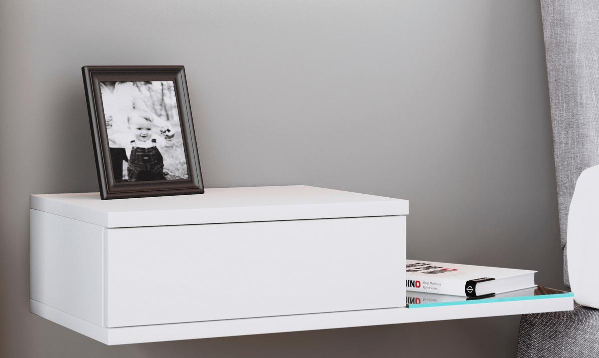 Nachkästchen Weiß H: 15 cm Konsila L - Weiß, MODERN, Glas/Holzwerkstoff (65/15/30cm) - MID.YOU