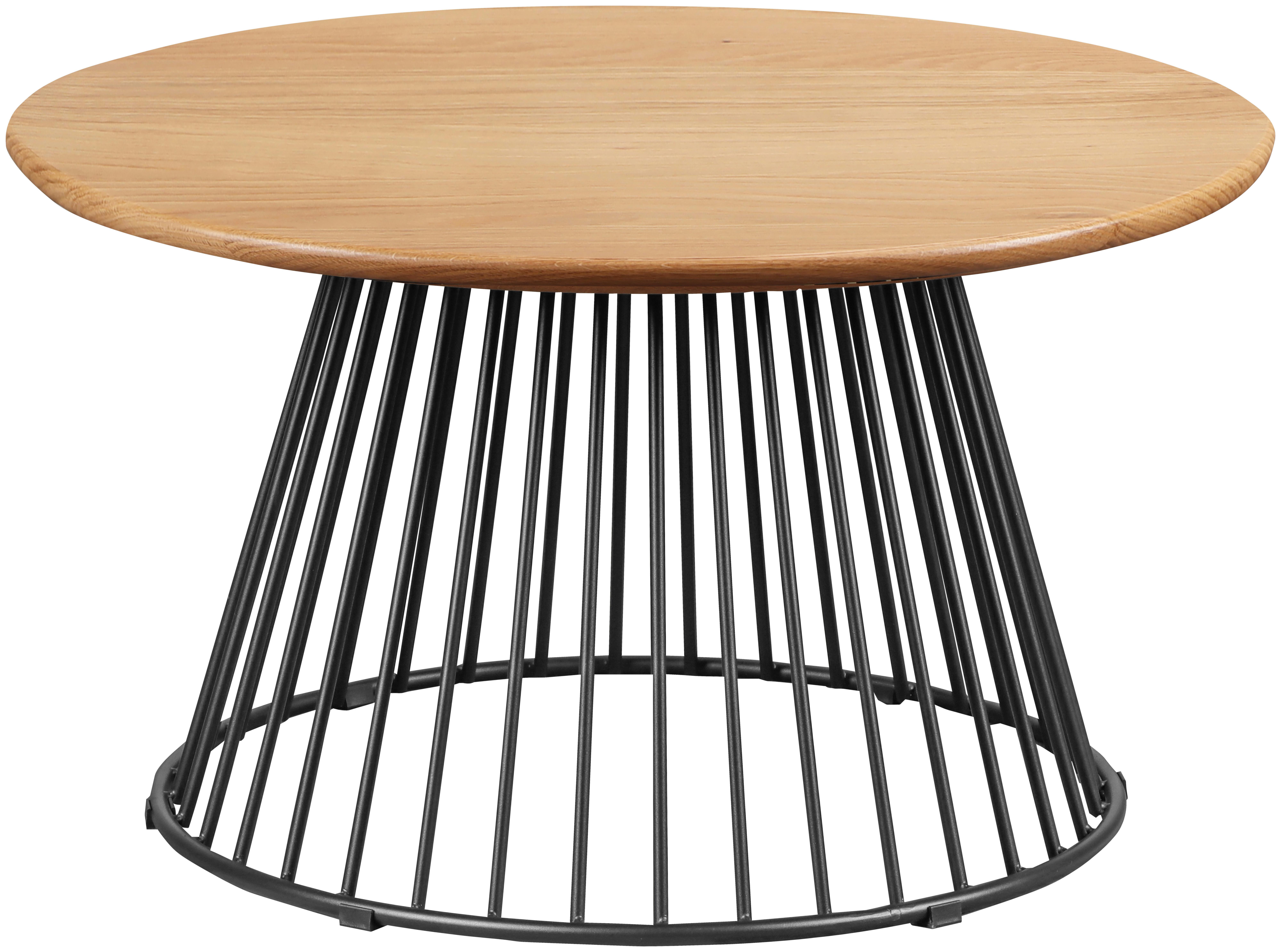Konferenčný stolík NICA P: 70cm - čierna/farba duba, Modern, kov/drevo (70/70/40cm) - Mömax