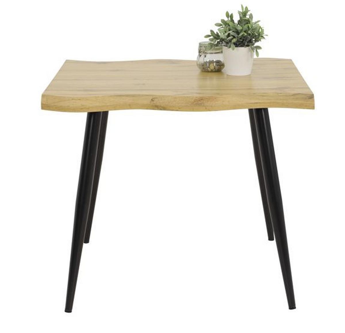 Jídelní stůl Gabi 90 - divoký dub/černá, Design, kov/kompozitní dřevo (90/76cm)