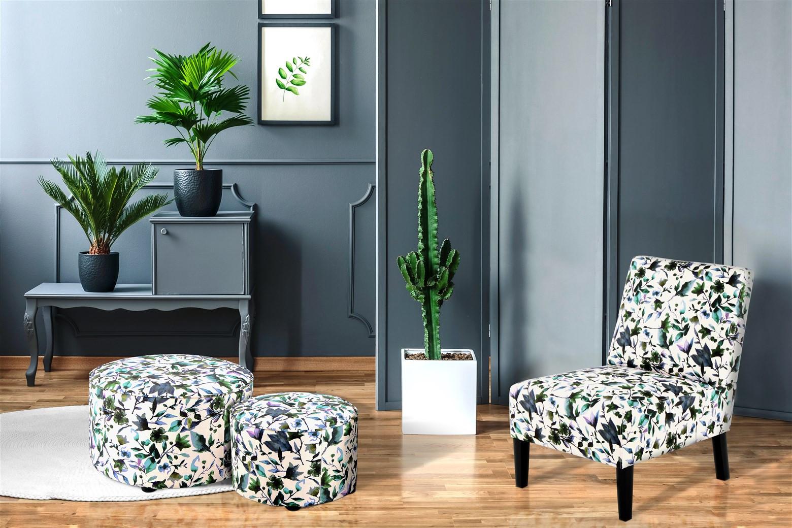Stuhl Indira 200 Gemustert - Blau/Lila, Design, Holz/Textil (56/73,5/84cm) - Kayoom