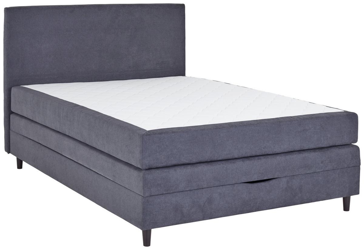 Boxspringbett Mit Topper & Bettkasten 140x200 Kleopatra - Anthrazit, KONVENTIONELL, Holz/Holzwerkstoff (140/200cm) - Ondega
