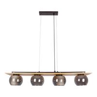 Pendelleuchte Kautschukholz - Schwarz/Naturfarben, Design, Glas/Holz (90/18/120cm) - Näve