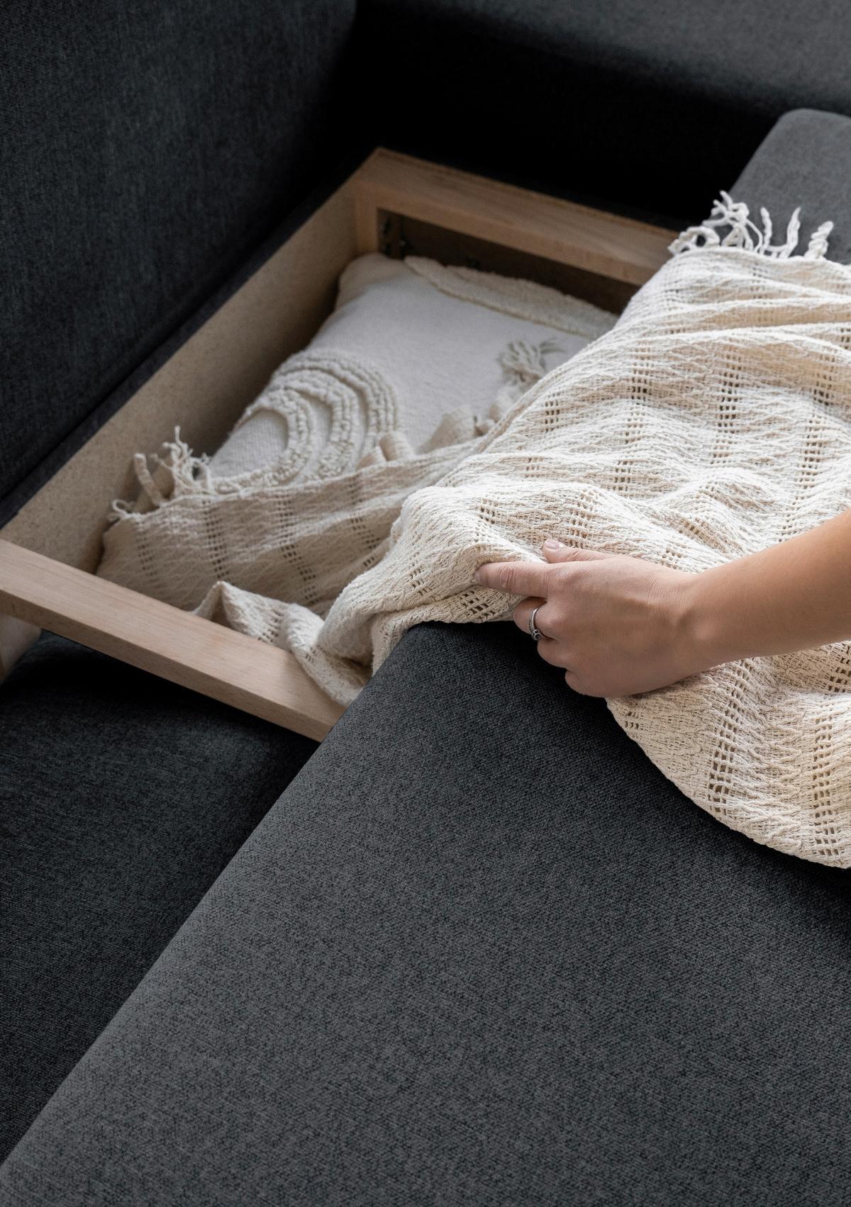 Ecksofa Scandic Lagom Dunkelgrau S: 242x202 cm - Dunkelgrau/Naturfarben, Textil (242/202cm) - MID.YOU