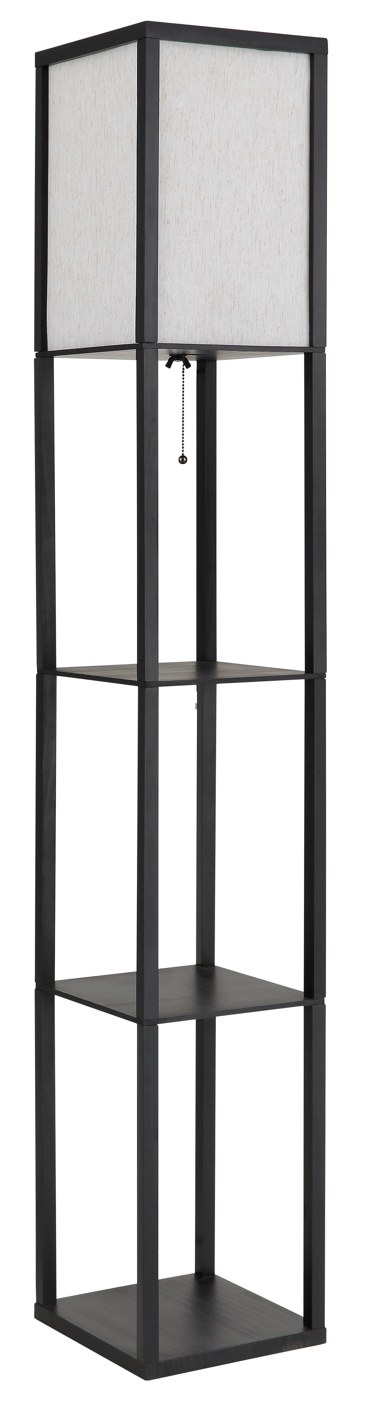 STEHLEUCHTE Exkl. 1xE27, 60W - Schwarz/Naturfarben, Design, Holz/Textil (26/26/159cm) - Globo