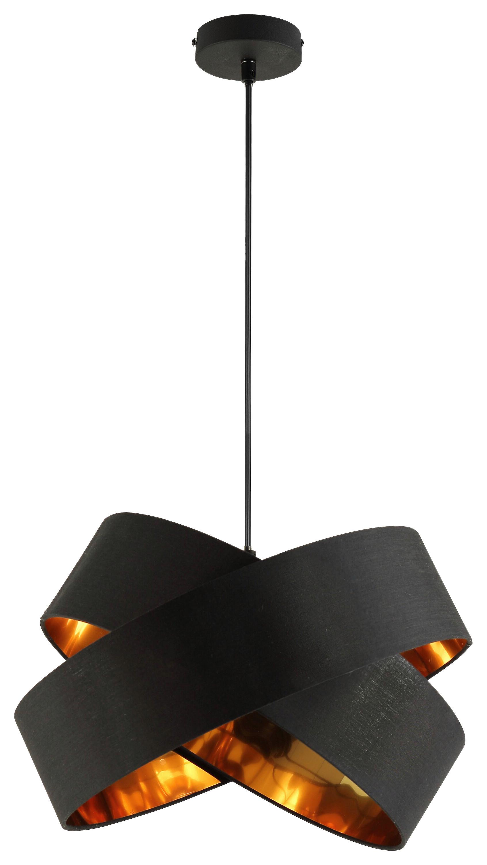 ZÁVĚSNÉ SVÍTIDLO GOLDI - černá/barvy zlata, Moderní, kov/textil (38/120cm) - Modern Living