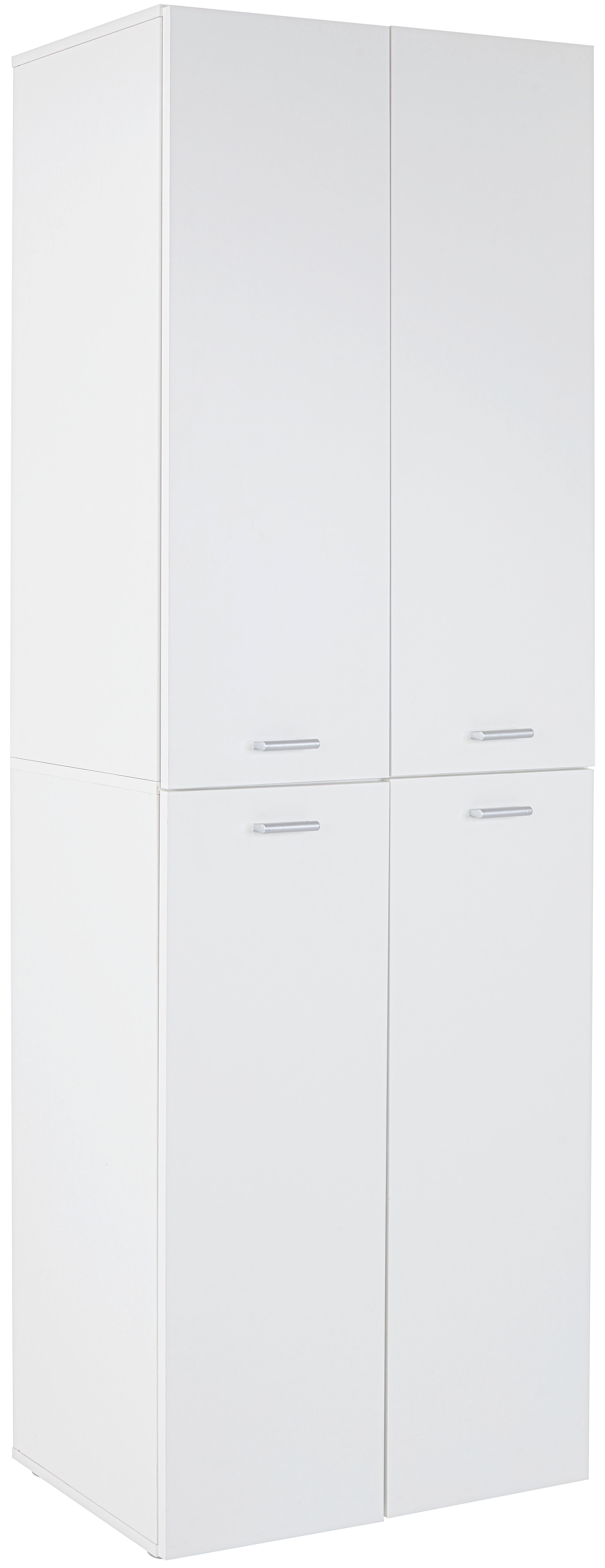 Schuhschrank Elan Weiß 4 Türen B: 70 cm - Alufarben/Weiß, MODERN, Holzwerkstoff (70/200/36.6cm)