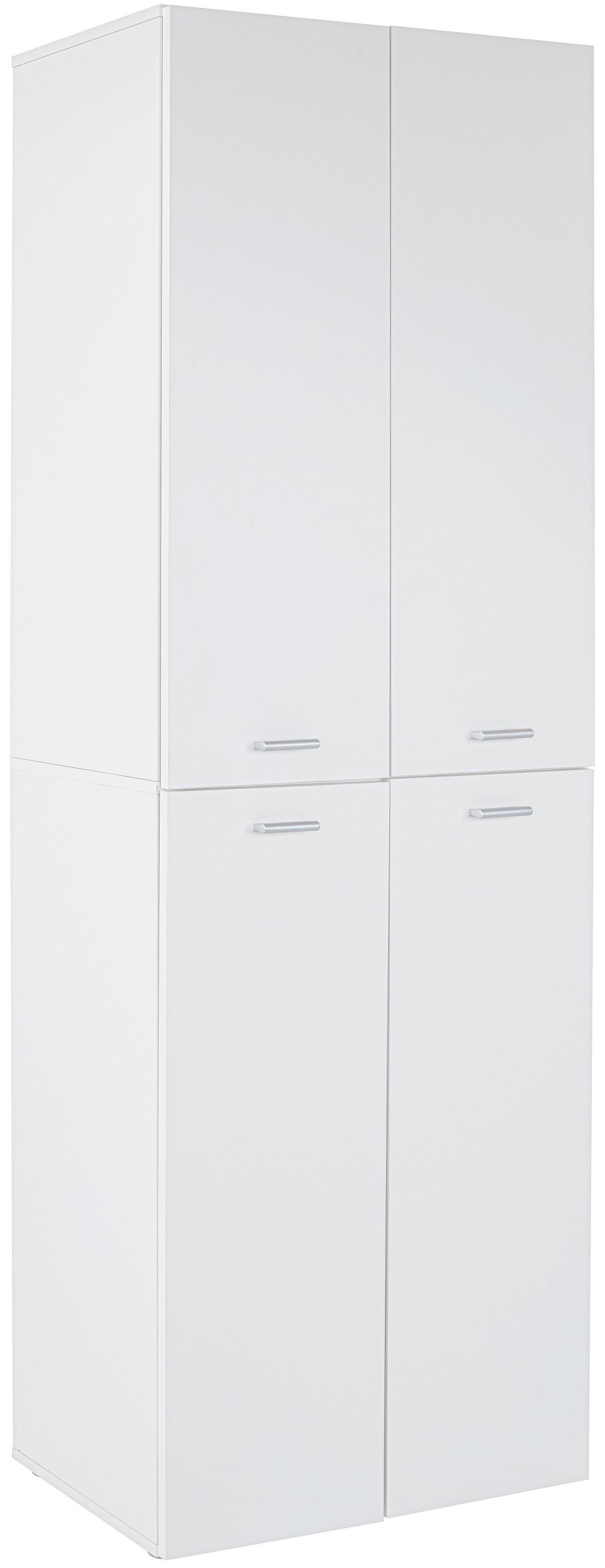 Schuhschrank Elan Weiß 4 Türen B: 70 Cm - Alufarben/Weiß, MODERN, Holzwerkstoff (70/200/36.6cm)