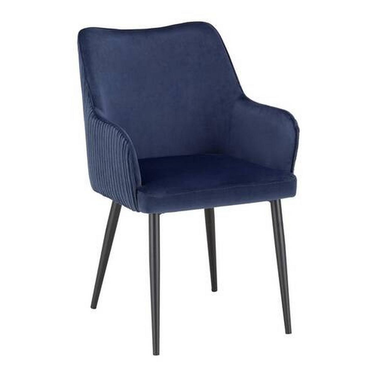 Zamatová stolička Caria modrá - modrá/čierna, Modern, kov/drevo (57/89/60cm) - Bessagi Home