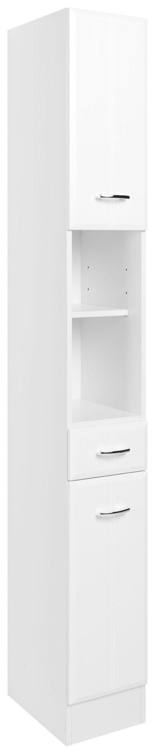 Hochschrank mit Lade Rallye 25cm, Weiß Dekor - Weiß, KONVENTIONELL, Holzwerkstoff (25/190/34cm) - Held