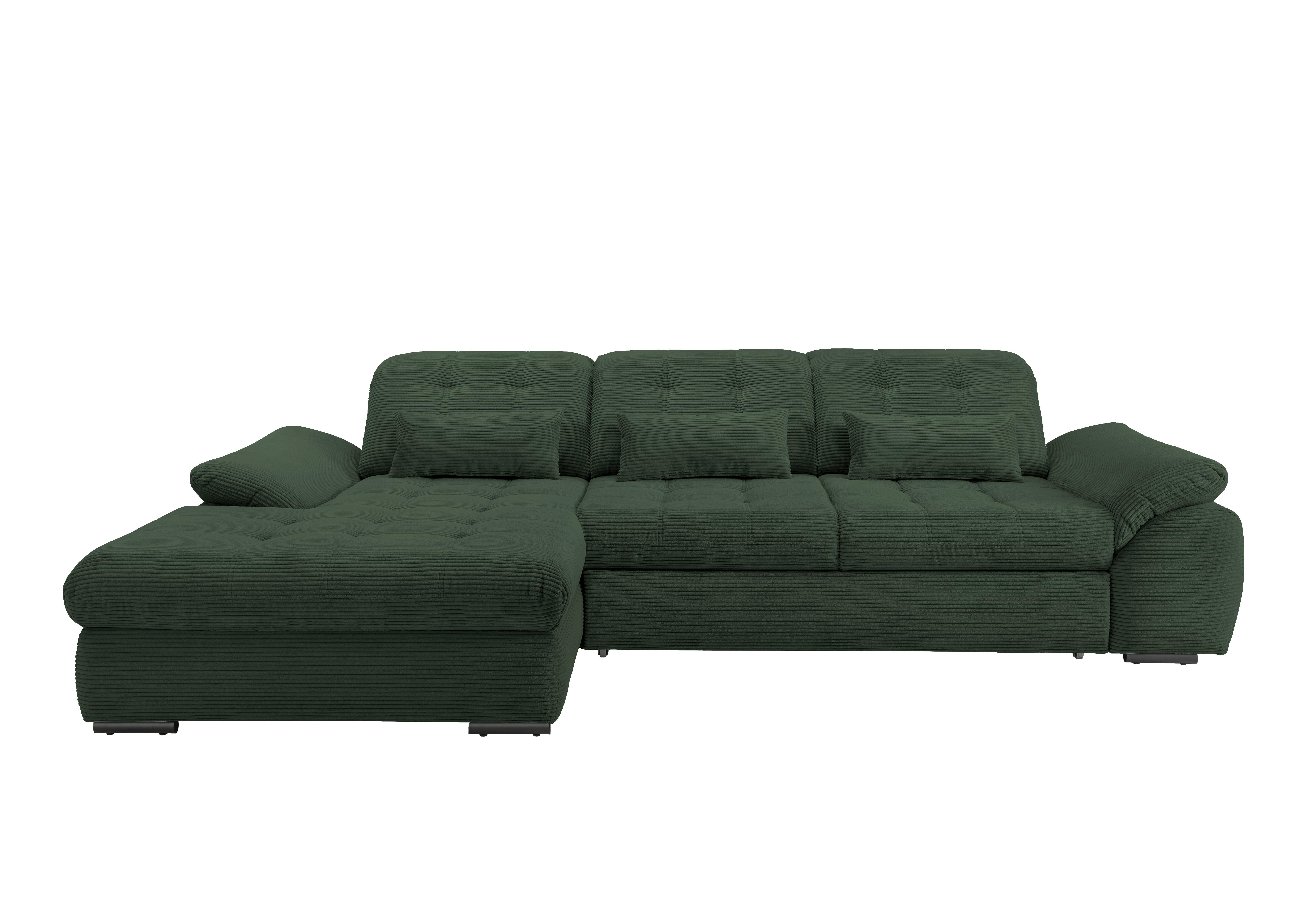 Ecksofa mit Bettkasten Rigatti Dunkelgrün 184x314 cm - Dunkelgrün/Schwarz, MODERN, Textil (184/314cm) - Livetastic