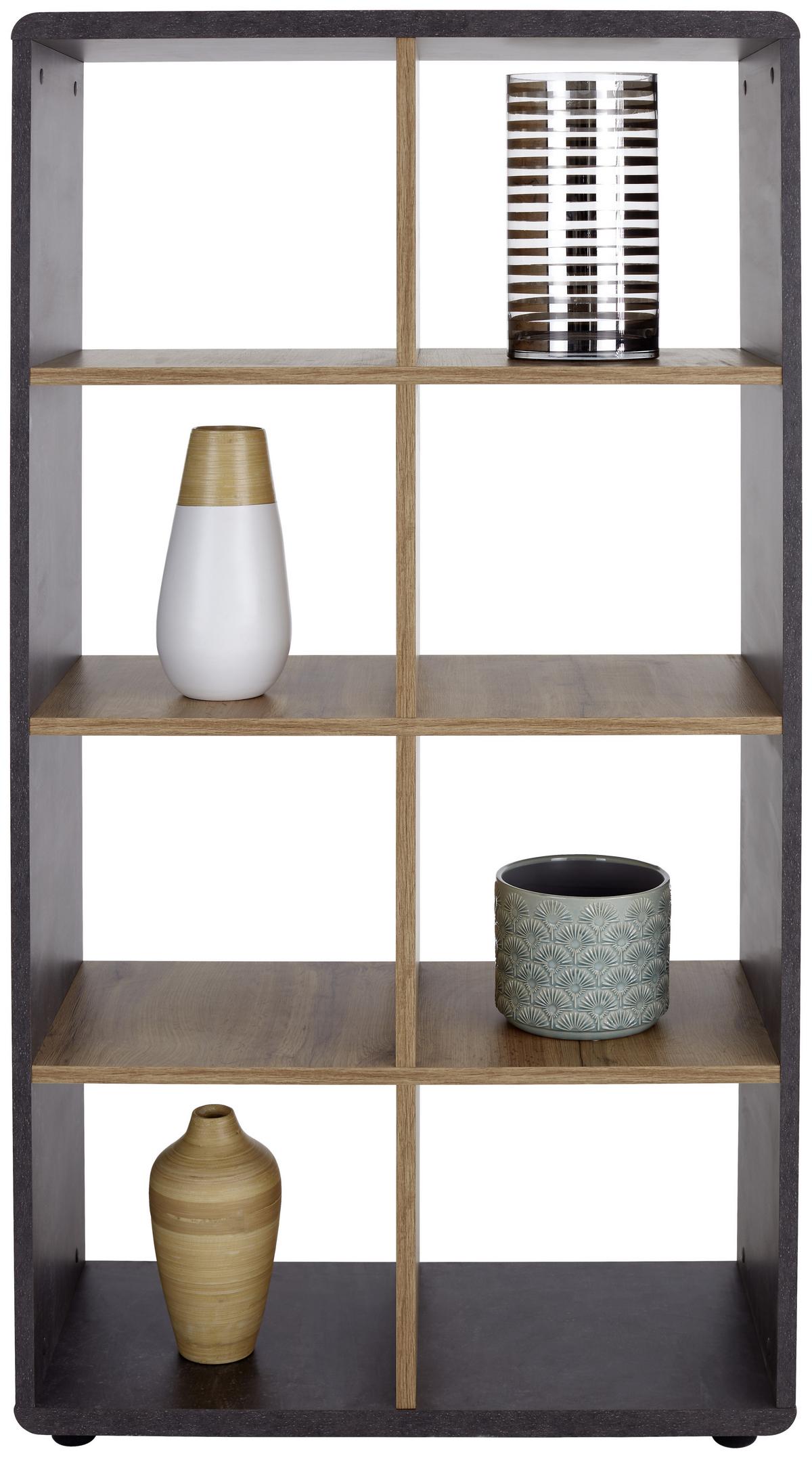 Regal Fontana B 73,2cm, Betonoptik/eiche Dekor - Eichefarben/Dunkelgrau, MODERN, Holzwerkstoff (73,2/145/35cm)