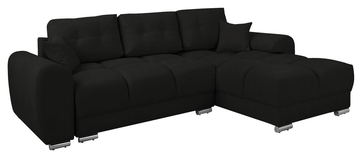 Ecksofa Azzuro Schwarz S: 256x175 cm - Silberfarben/Schwarz, Design, Textil (256/175cm) - Livetastic