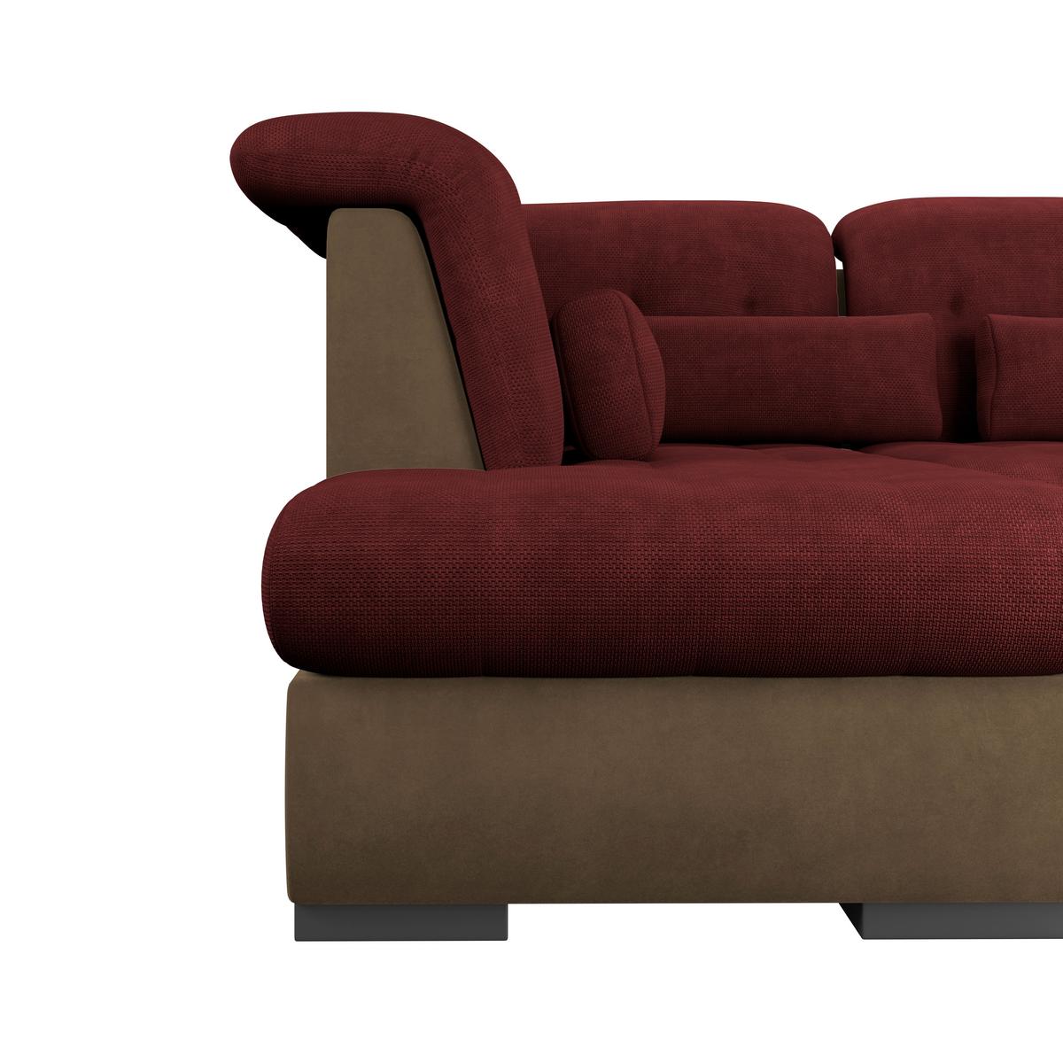 Wohnlandschaft Madera Rubinrot U: 212x358x190 cm - Hellbraun/Rot, KONVENTIONELL, Kunststoff/Textil (212/358/190cm)
