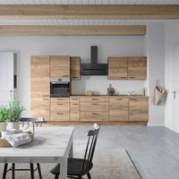 Kuchyňská linka 360 cm, dekor dub Havanna - černá/tmavý dub, Moderní, kov/kompozitní dřevo (360cm) - Nobilia