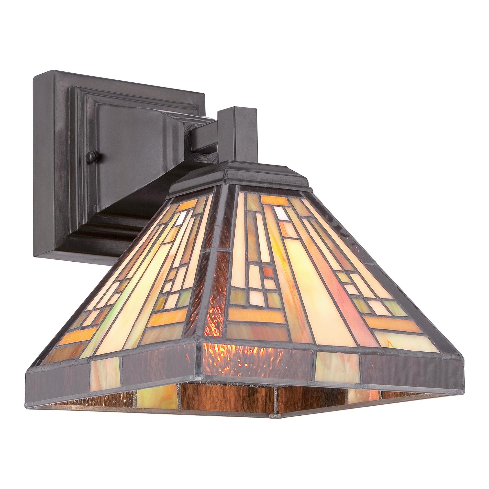 Wandleuchte Qz-Stephen1  Tiffany - Bronzefarben, Natur, Glas/Metall (20.3/25.4/26.7cm) - Elstead Lighting
