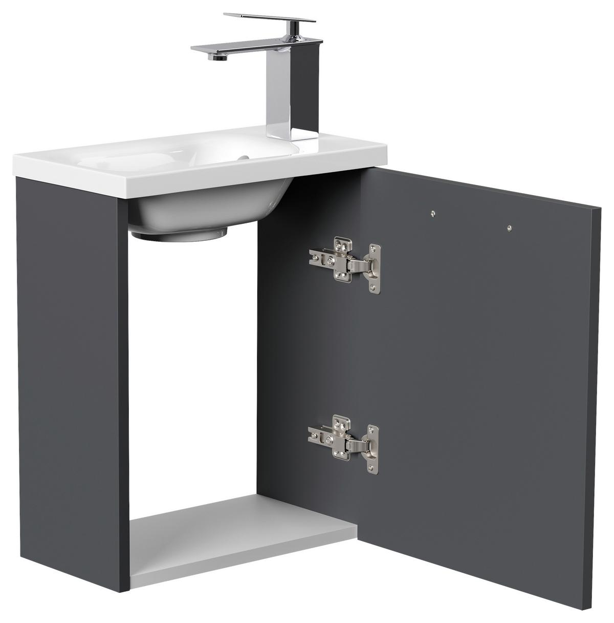 Gästebad Pieni Graphitfarben B: 40 cm - Graphitfarben, MODERN, Holzwerkstoff/Stein (40cm) - MID.YOU