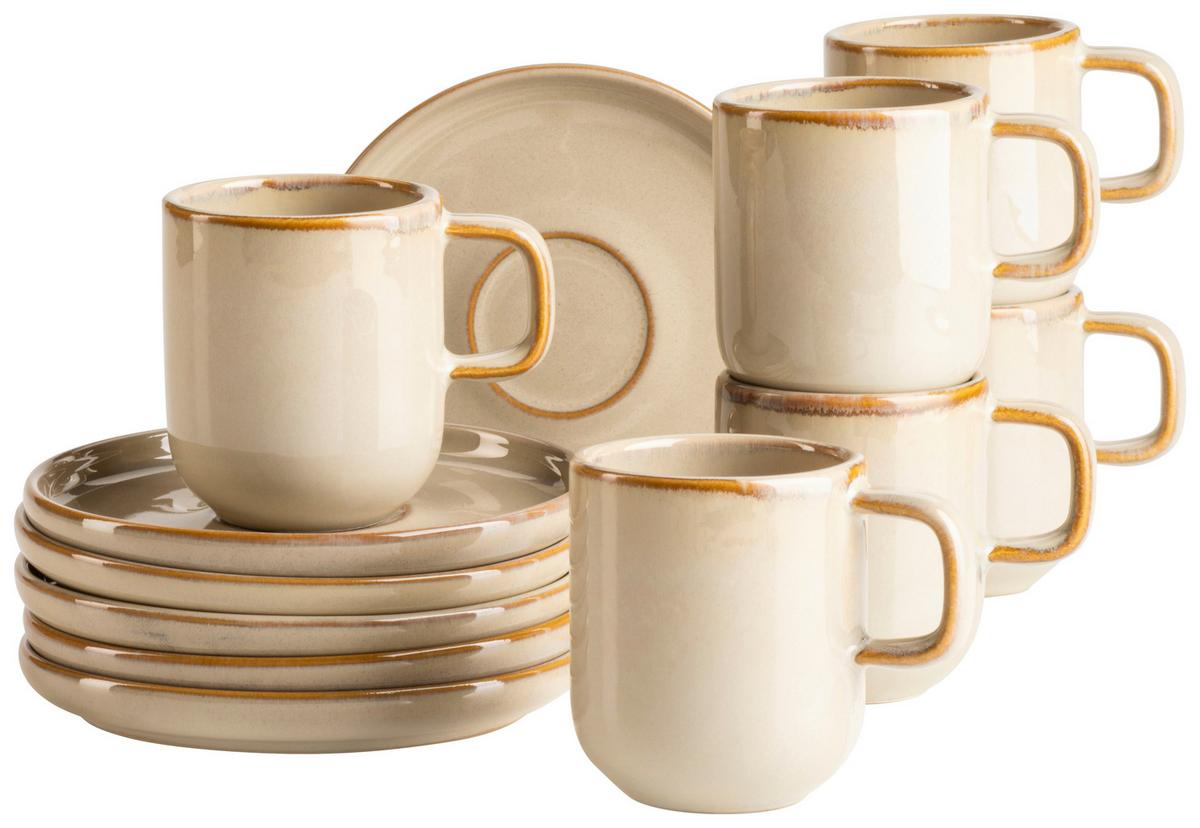 Kaffeebecherset Cordelia Sandfarben, 12-Teilig - Sandfarben, Trend, Keramik - Mäser