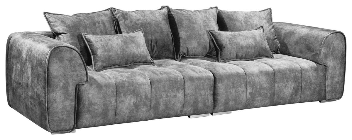 Big Sofa London Mit Rückenkissen B: 316 Cm Grau - Silberfarben/Grau, MODERN, Textil (316/90/112cm) - Livetastic
