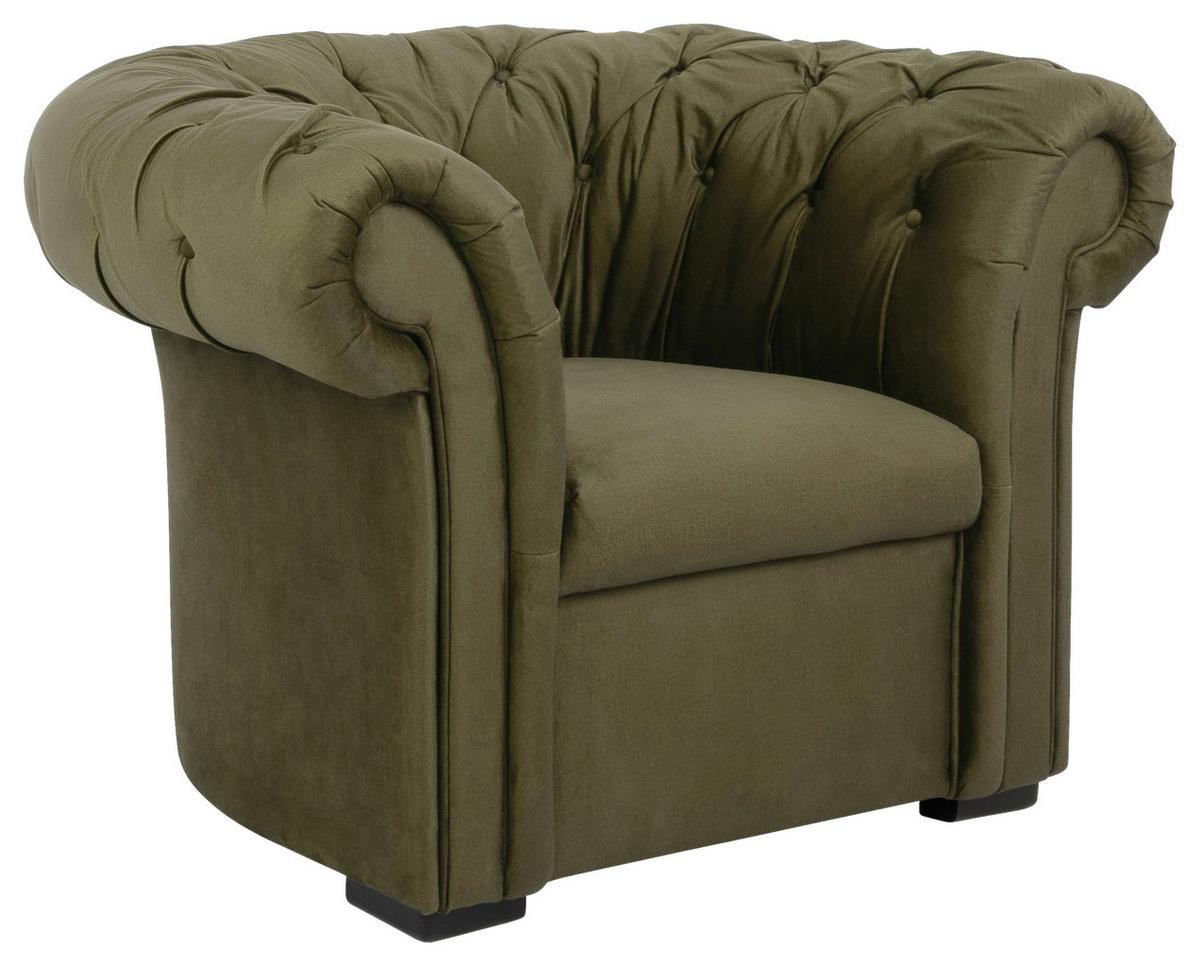 Chesterfield-sessel Cupido - Schwarz/Olivgrün, Design, Textil (114/78/91cm) - MID.YOU